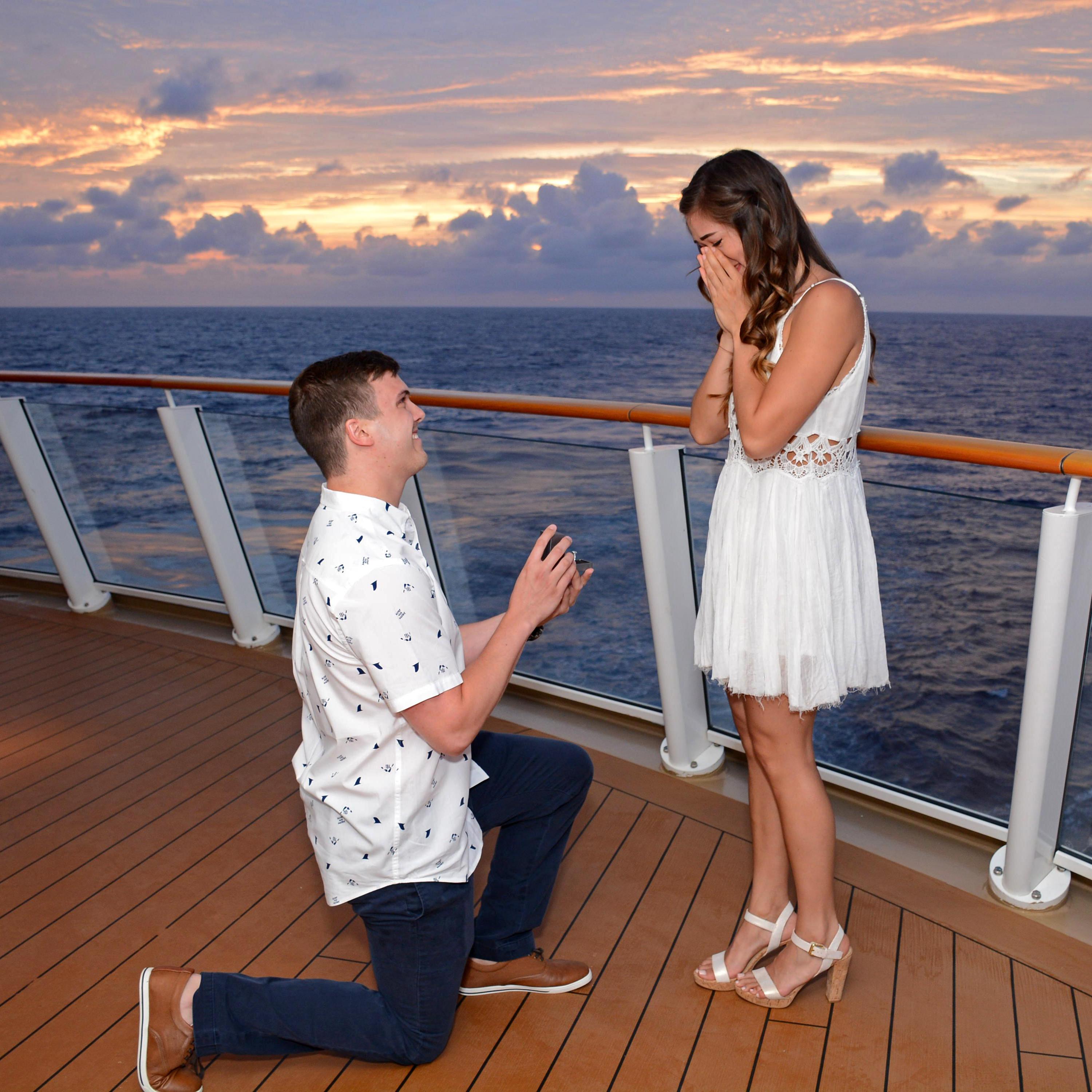 Cory drops down on one knee to ask his best friend to marry him.