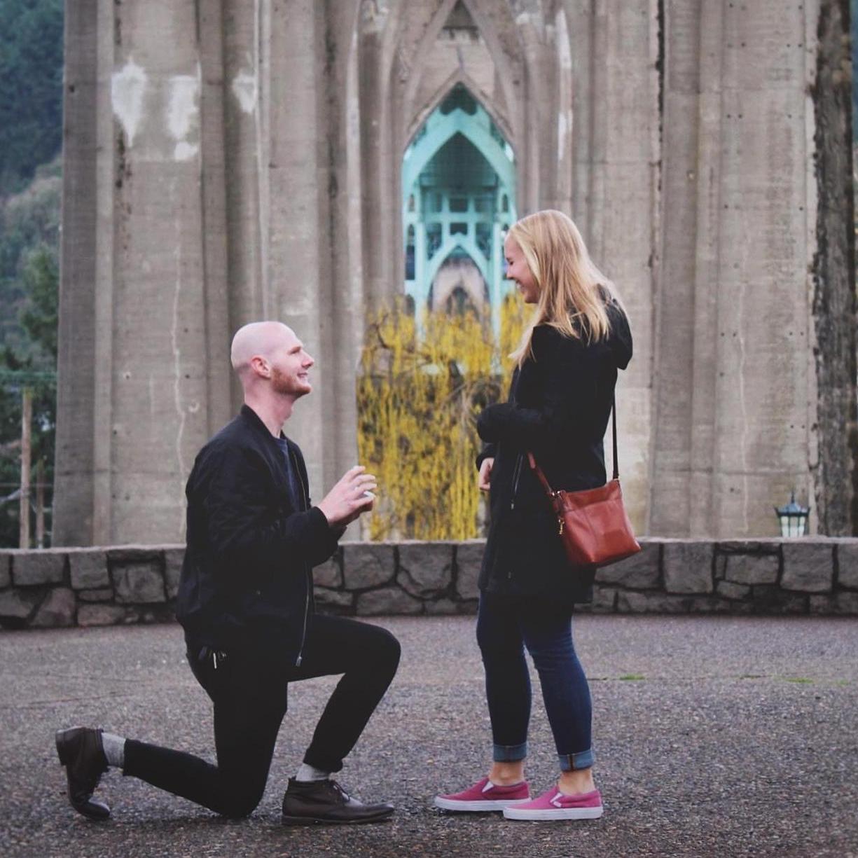 ENGAGED! Christmas Eve 2018 in Cathedral Park.