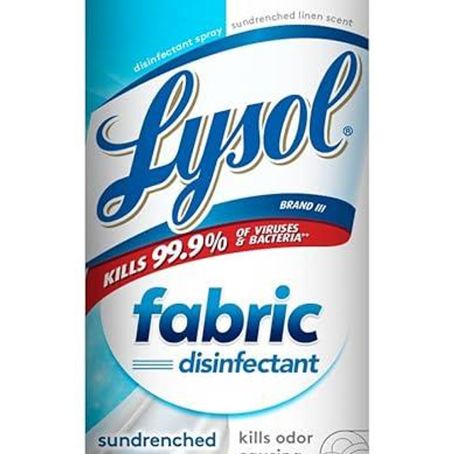 Lysol Fabric Disinfectant Spray, Sanitizing and Antibacterial Spray, For Disinfecting and Deodorizing Soft Furnishings, Sundrenched Linen 15 FL. Oz