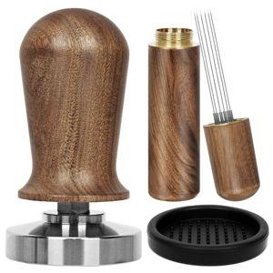 Y-Step 51mm Espresso Tamper Set, 30 lb Consistent Pressure Calibrated Coffee Tamper with Spring Loaded, Silicone Mat, Coffee Stirrer Espresso Distribution Tool, Wooden Barista Kit for Espresso Machine
