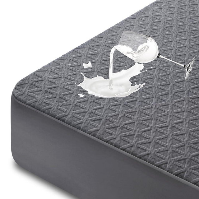 Premium Waterproof Mattress Protector King Size, Breathable Bed Cover 3D Air Fabric Cooling Mattress Pad Cover Smooth Soft Noiseless Washable, 8''-21'' Deep Pocket (Gray)