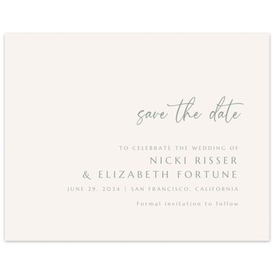 Light Oatmeal, Beige Wedding Digital Save the Date - Mondelli Landscape