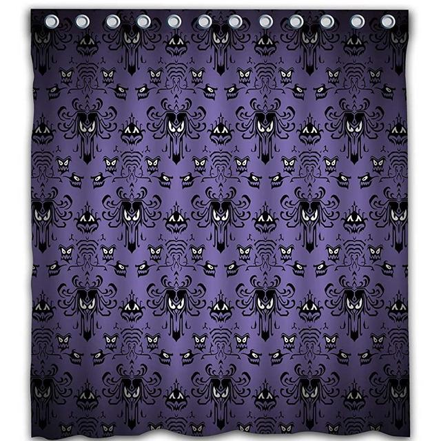 Gdcover Happy Halloween Haunted Mansion Design Waterproof Shower Curtain Fabric for Home Bathroom Decor 66x72 Inches