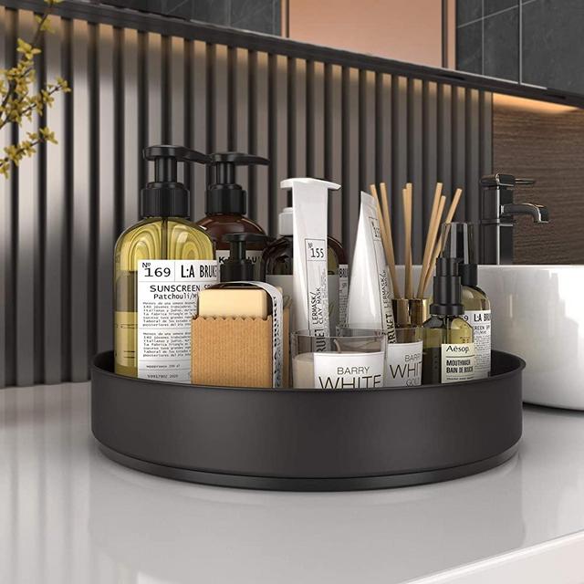 VAEHOLD 2 Pack Pantry Cabinet Lazy Susan Spice Rack Turntable - 12.2" and 9.8" Decorative Trays Storage Containers Organizer for Kitchen Cabinet, Snacks, Bathroom, Farmhouse - SUS304 Stainless Steel