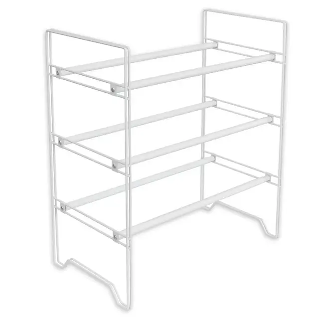 Simply Essential™ 3-Tier Expandable Metal Shoe Rack in Bright White