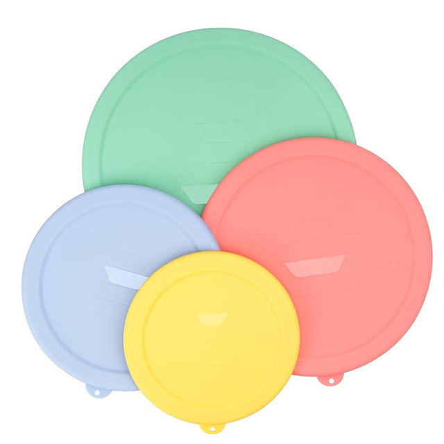 Silicone Replacement Lids Only Fit for Pyrex 322 1 Quart | 323 1.5 Quart | 325 2.5 Quart | 326 4 Quart Prepware Glass Mixing Bowls, Food Grade, Dishwasher & Microwave Safe (Bowl not included)- 4 Pack