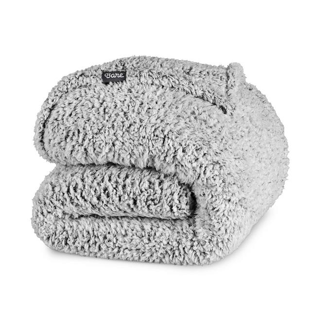Grey - Tipped Twin/Twin XL Cozy Faux Shearling Bed Blanket by Bare Home
