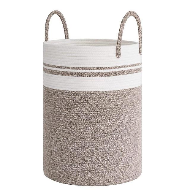 CHICVITA Baby Nursery Laundry Hamper, Tall Woven Rope Laundry Basket with Handle for Clothes, Towels, Toys, Blankets, Jute Basket Decor for Living Room, 15 x 20 inches, 58L