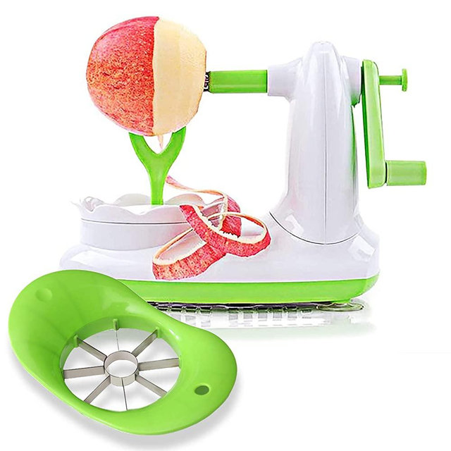 EZMO Apple Peeler, Pear Peeler with 8 Wedges Apple Slicer and Corer, Stainless Steel Blades Apple Cutter