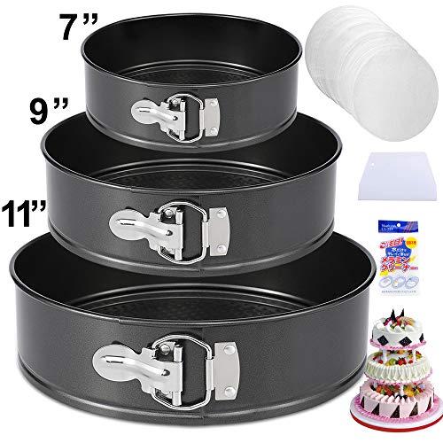 Springform Pan Set,3pcs 7" 9" 11" Nonstick Leakproof Round Cake Pan Set,Wedding Cake Pans,Spring Form Pan,Spring Pan,Springform Cake Pan,Cheesecake Pan with Removable Bottom and 50pcs Parchment Paper