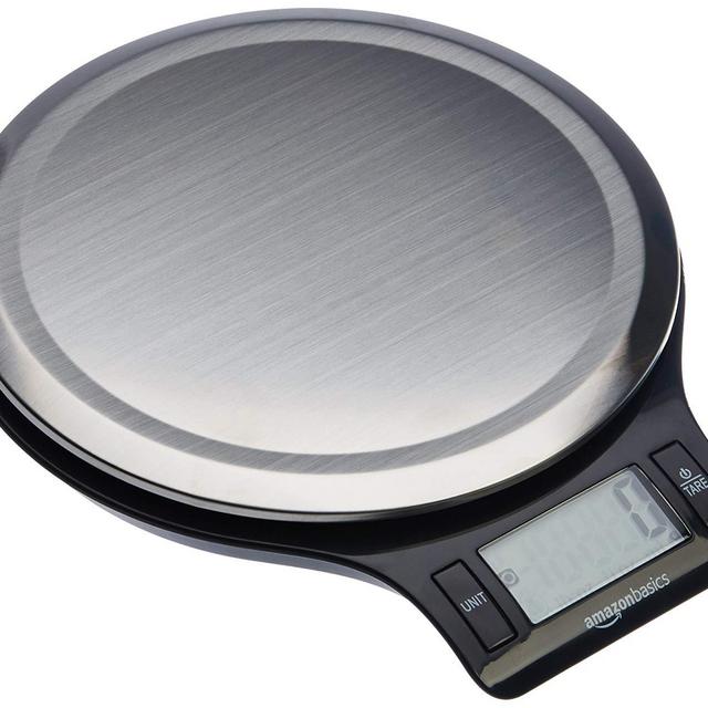 AmazonBasics Stainless Steel Digital Kitchen Scale with LCD Display (Batteries Included)