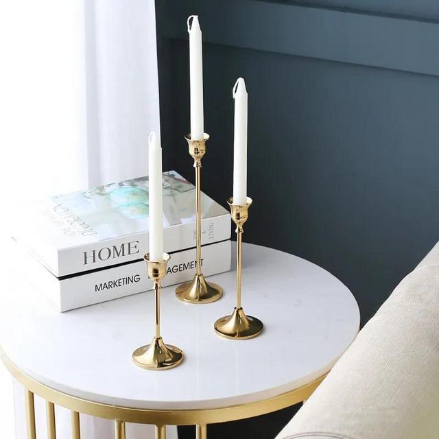 Candle Stick Holders European style Metal Taper Gold Black Bronze Wedding Decoration Bar Party Living Room Candlestick Decor 3Pcs/set