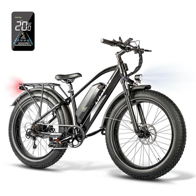 Electric Bike for Adults,Peak 720W E Bikes for Men,26" Fat Tire Electric Bikes,48V 13Ah Removable Battery, 25MPH, UL 2849 Certified,7 Speed&Dual Shock Absorber Electric Mountain Bicycle