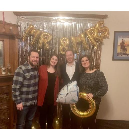 Dan, Katie, Brendan, and Lindsey at their engagement party.