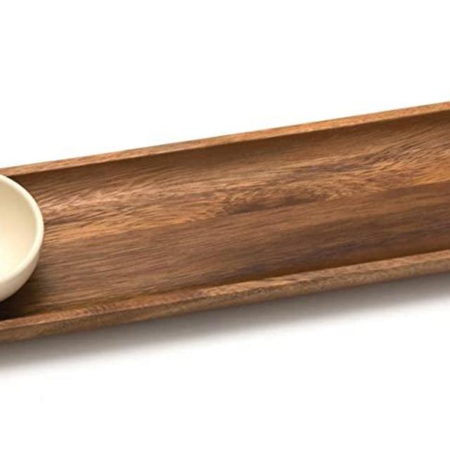 Lipper International Acacia Wood Bread Cutting and Serving Board with Ceramic Dipping Bowl