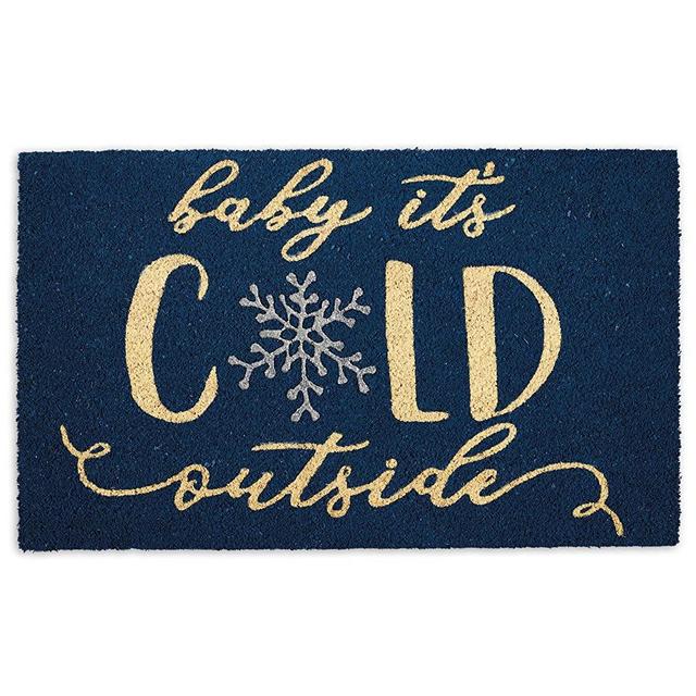 DII Indoor/Outdoor Natural Coir Holiday Season Doormat, 18x30, Baby Its Cold