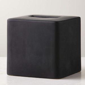 Rubber Coated Black Modern Tissue Box Cover + Reviews | CB2