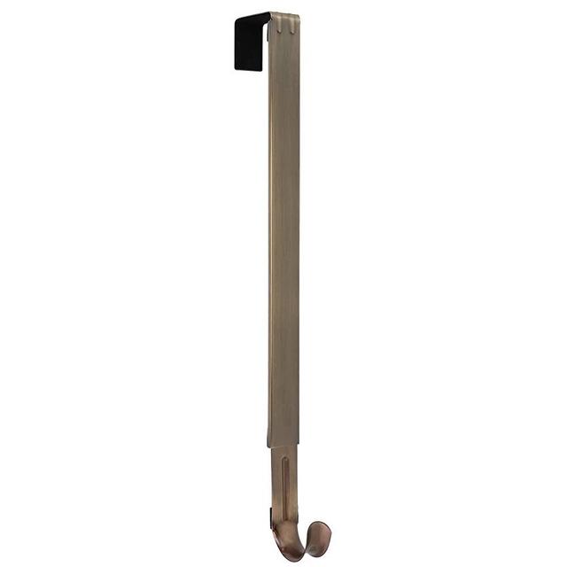Haute Decor Over Door Adjustable Length Wreath Hook and Hanger - Antique Brass - Holds up to 20 lbs.