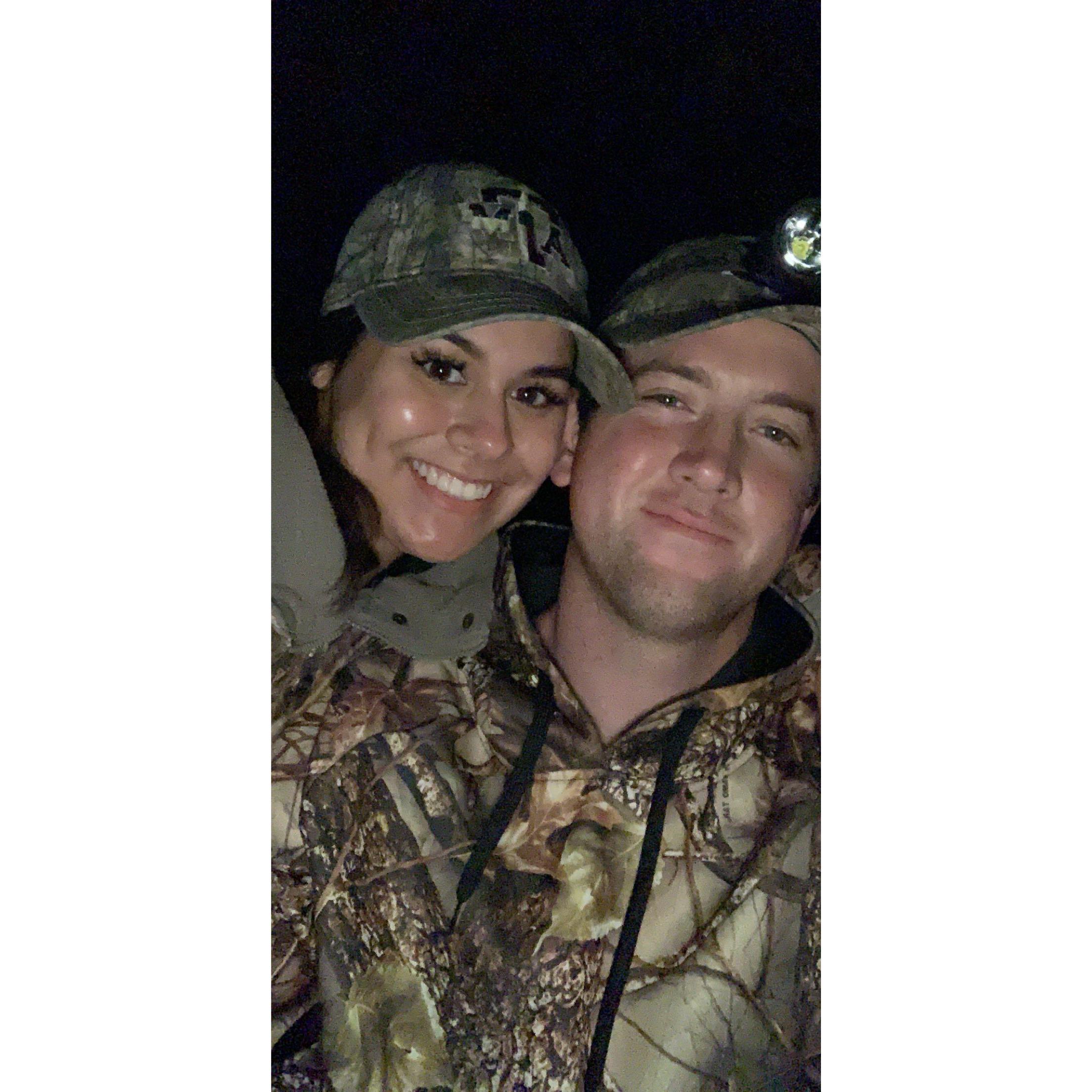 A picture together on my first deer hunt!