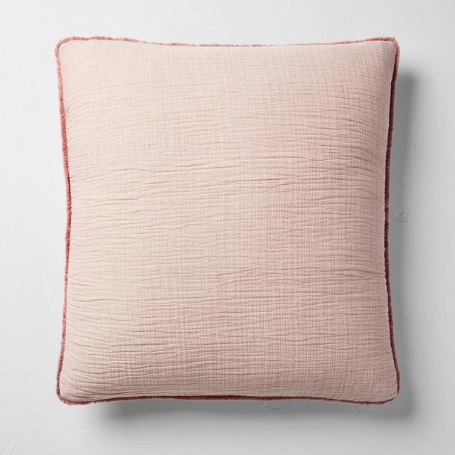 Euro 26''x26'' Textured Chambray Cotton Decorative Throw Pillow Rose - Casaluna™