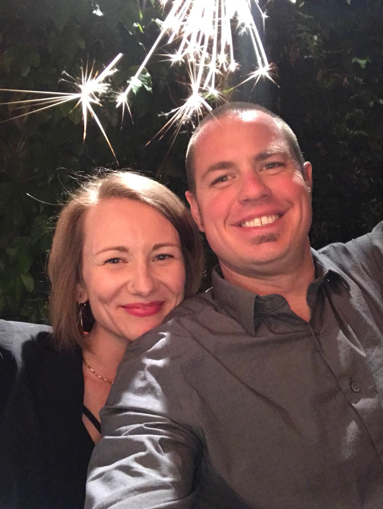Celebrating at our friends' wedding in May!