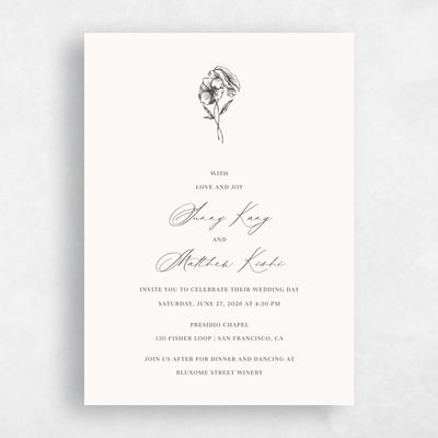 Beige Floral Wedding Invitation - Lyra Portrait