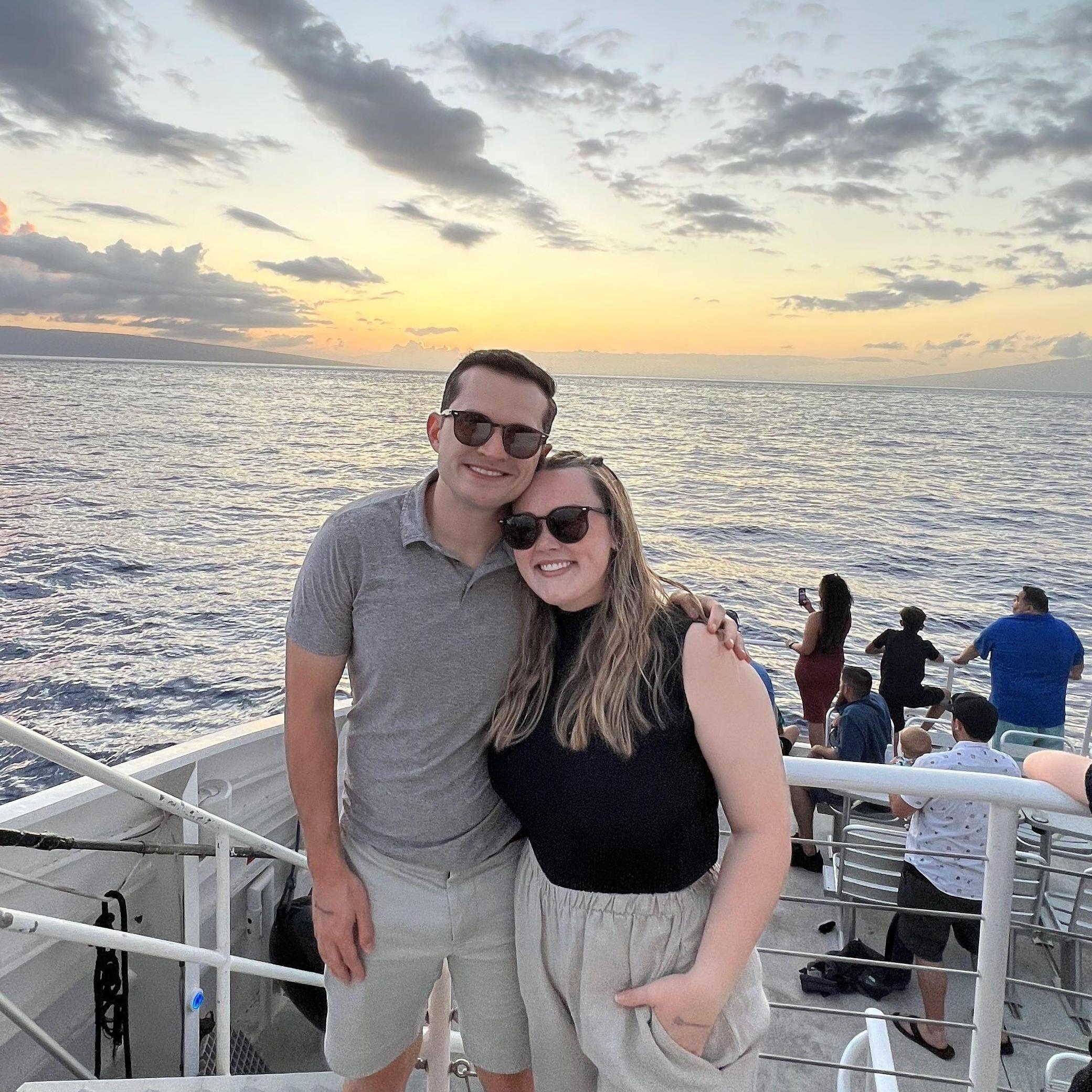 Hawaii April 2023 on a sunset cruise together and looking for whales! 🐋