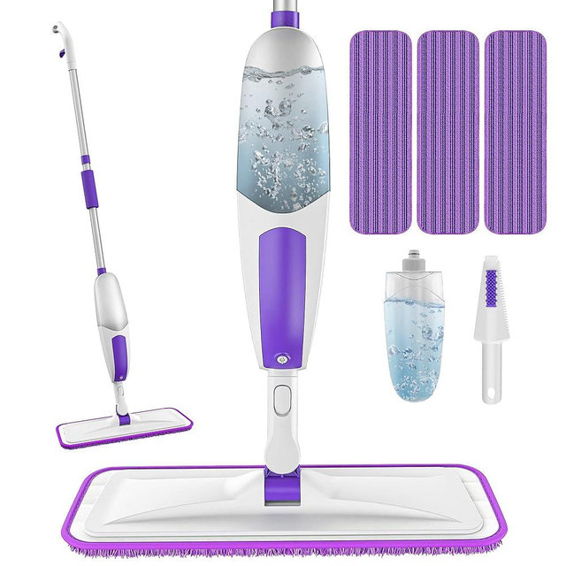 Microfiber Spray Mops for Floor Cleaning - SEVENMAX Floor Mop with 3 Washable Pads fit for Swiffer Powermop Dry Wet Mop for Wood Laminate Tile Ceramic Vinyl Flat Dust Mop for Hardwood Floor Cleaning