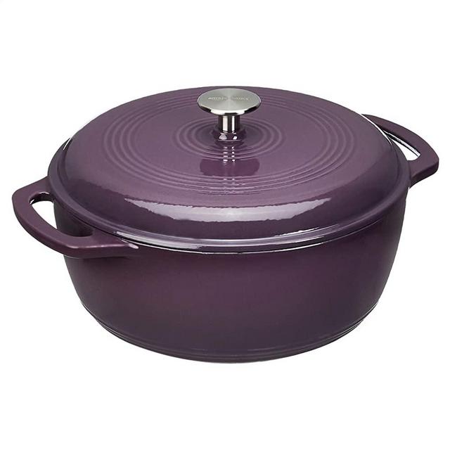 Amazon Basics Enameled Cast Iron Dutch Oven - 6-Quart, Purple