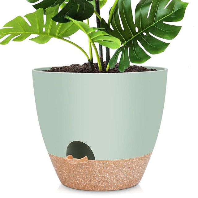 YNNICO 12 inch Large Self Watering Plant Pots, Flower Pots Planters with Multi Mesh Drainage Holes for Indoor Outdoor Garden Plants and Flowers