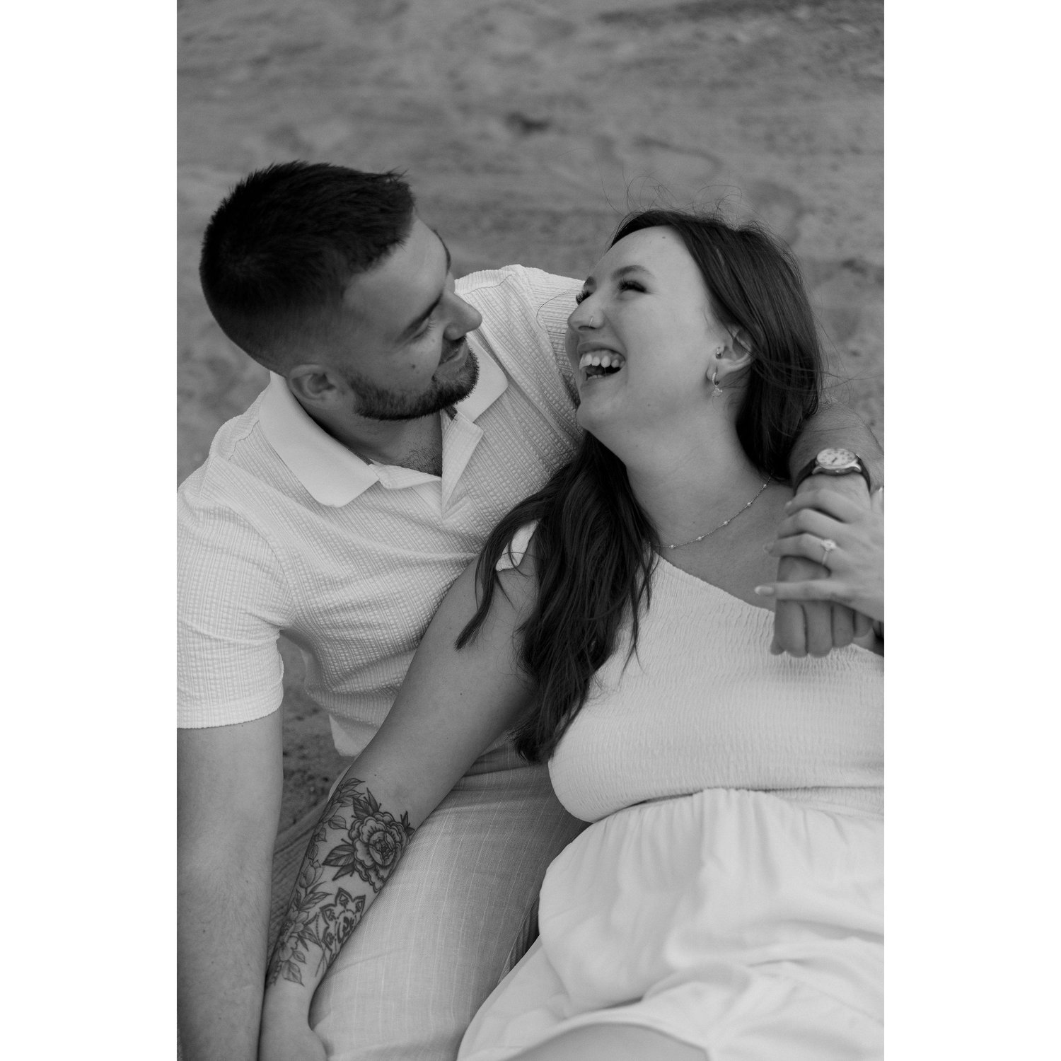 Our engagement shoot. Tim is always making Em laugh.