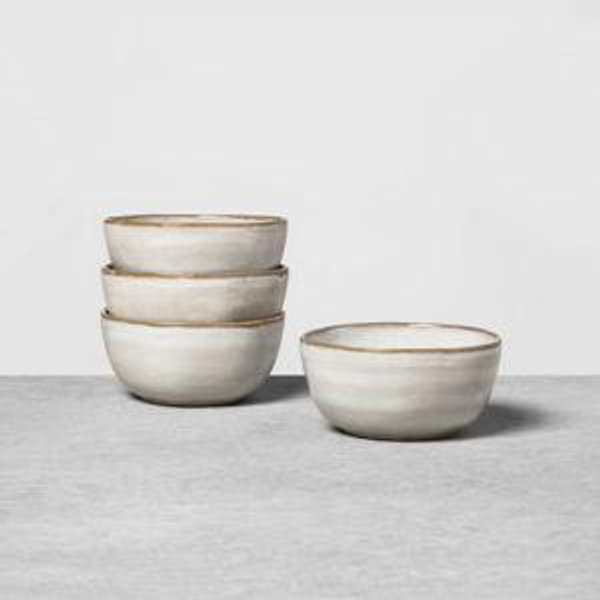 4pk 10oz Stoneware Reactive Glaze Mini Bowl Set Gray