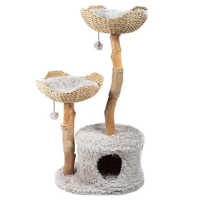 Modern Cat Tree Tower, Real Branch Luxury Cat Condo, Wood Cat Tower, Cat Scratching Tree, Cat Condo, Cat Lover Gift, Luxury Cat, Cat Gifts by Mau Lifestyle