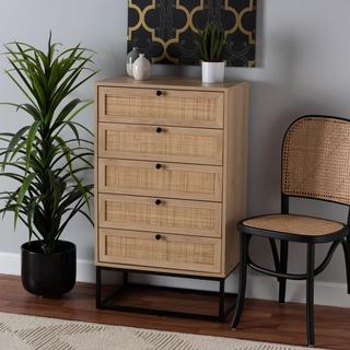 Amelia Natural Rattan 5-Drawer Chest