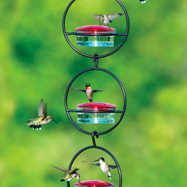 Triple Orb Glass Hummingbird Feeder