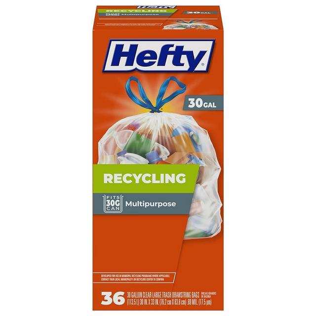 Hefty Recycling Trash Bags, Clear, 30 Gallon, 36 Count