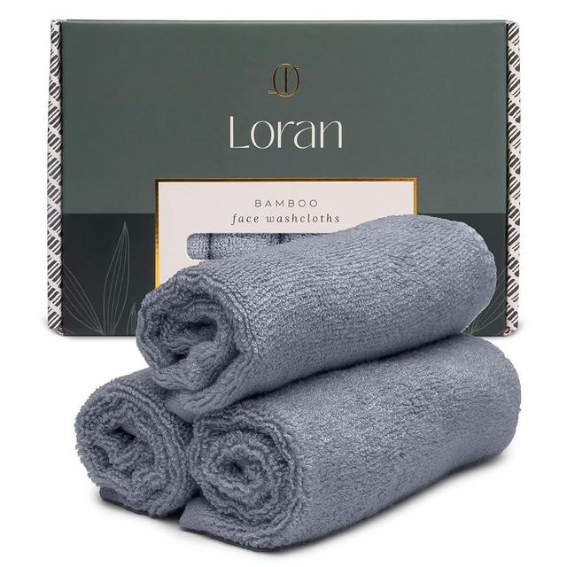 Silver Grey Washcloths Set of 6 Soft Facial Cloths 10” x 10” 100% Viscose Derived from Bamboo Spa-Like Feel Silky Face Cloth for Skin Cleansing