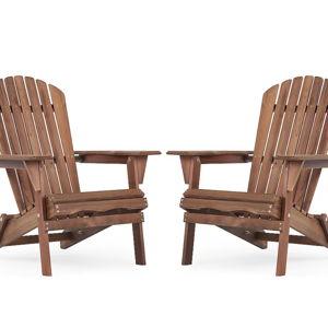 AHIOU HOME Macon Set of 2 Hemlock Wood Frame Stationary Adirondack Chair with Slat Seat