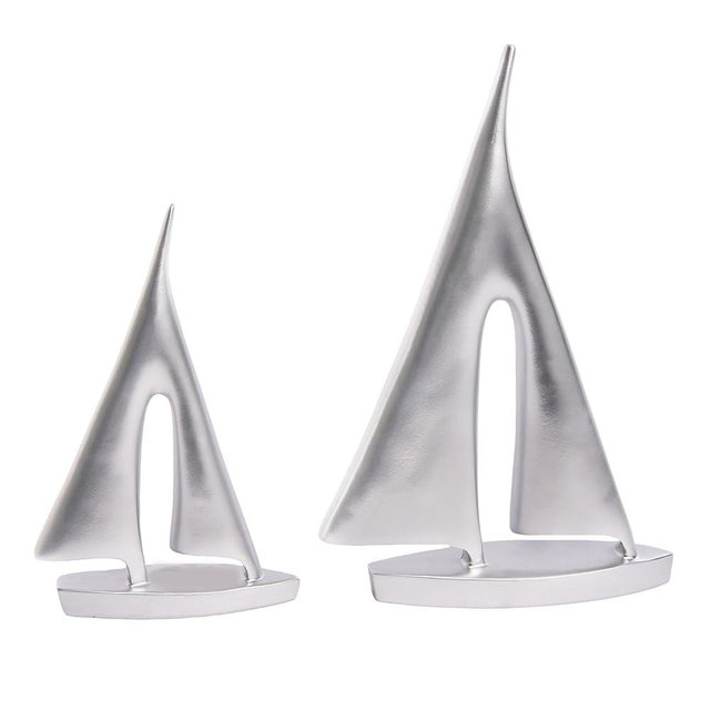 Modern Sculptures Home Decor, Silver Sailboat Decor Ornament, Boat Decorations Statue Decor, Art Sculptures and Statues, Sailboat Gifts Home Office Bathroom Shelf Decor Nautical Decor (2 Pack)