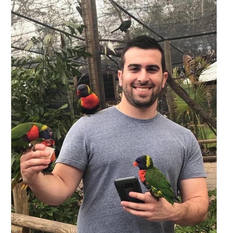Feeding the birds at the Zoo.