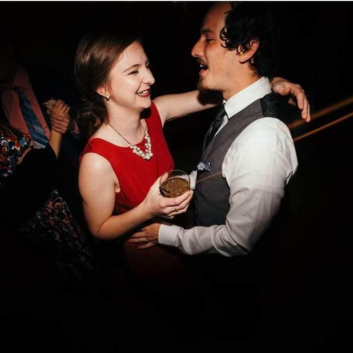 Sarah and Mark dancing the night away at our friends wedding, thinking about our own big day