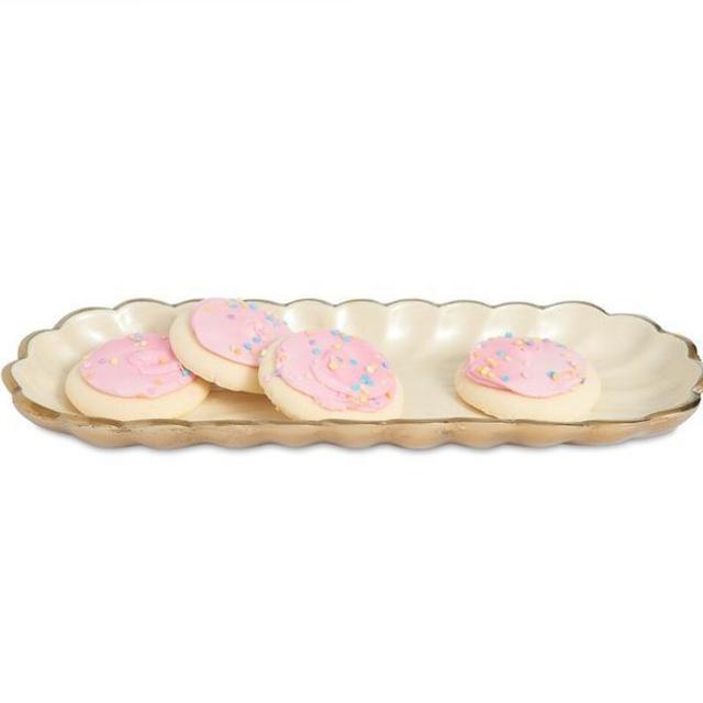 Peony 14" Rectangular Tray Gold Snow
