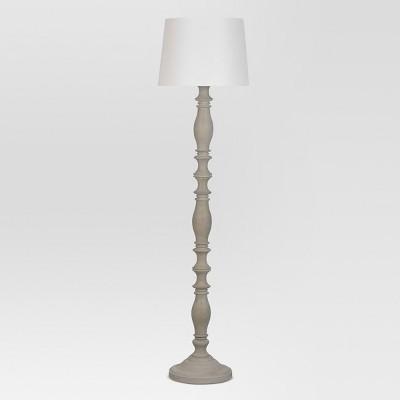 Turned Wood Floor Lamp Gray Includes Energy Efficient Light Bulb - Threshold™