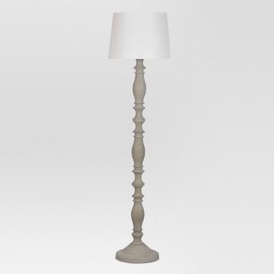 Turned Wood Floor Lamp Gray Includes Energy Efficient Light Bulb - Threshold™