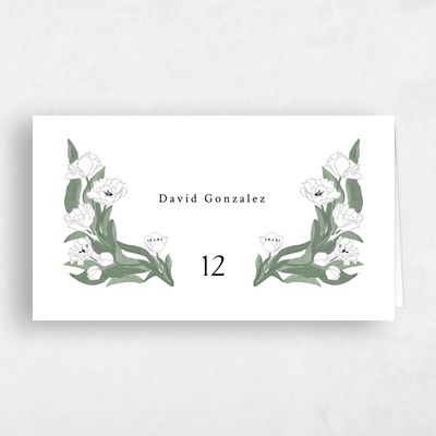 White Maximalist Wedding Place Card - Willmore