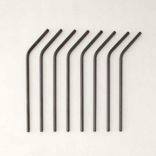 Black Nickel Stainless Steel Straw Set of 8