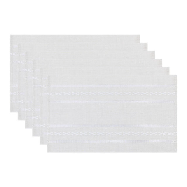 REGALWOVEN Cotton Linen Rustic Dining Table Decor Placemats 20 x 12 Inch 6 Pcs White