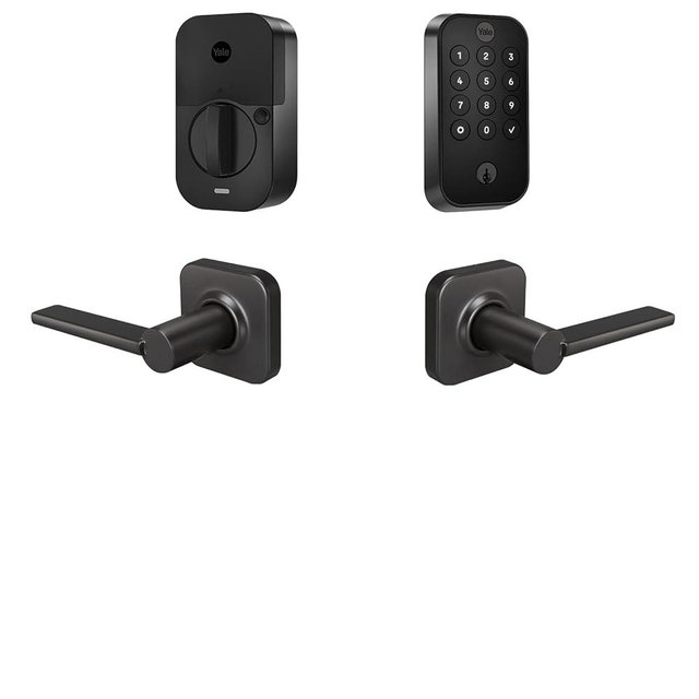 Yale Assure Lock 2 Keypad with Wi-Fi and Valdosta Lever in Black Suede