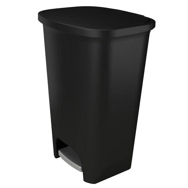 Glad Plastic Kitchen Step Garbage Can, 20 Gallon, Black