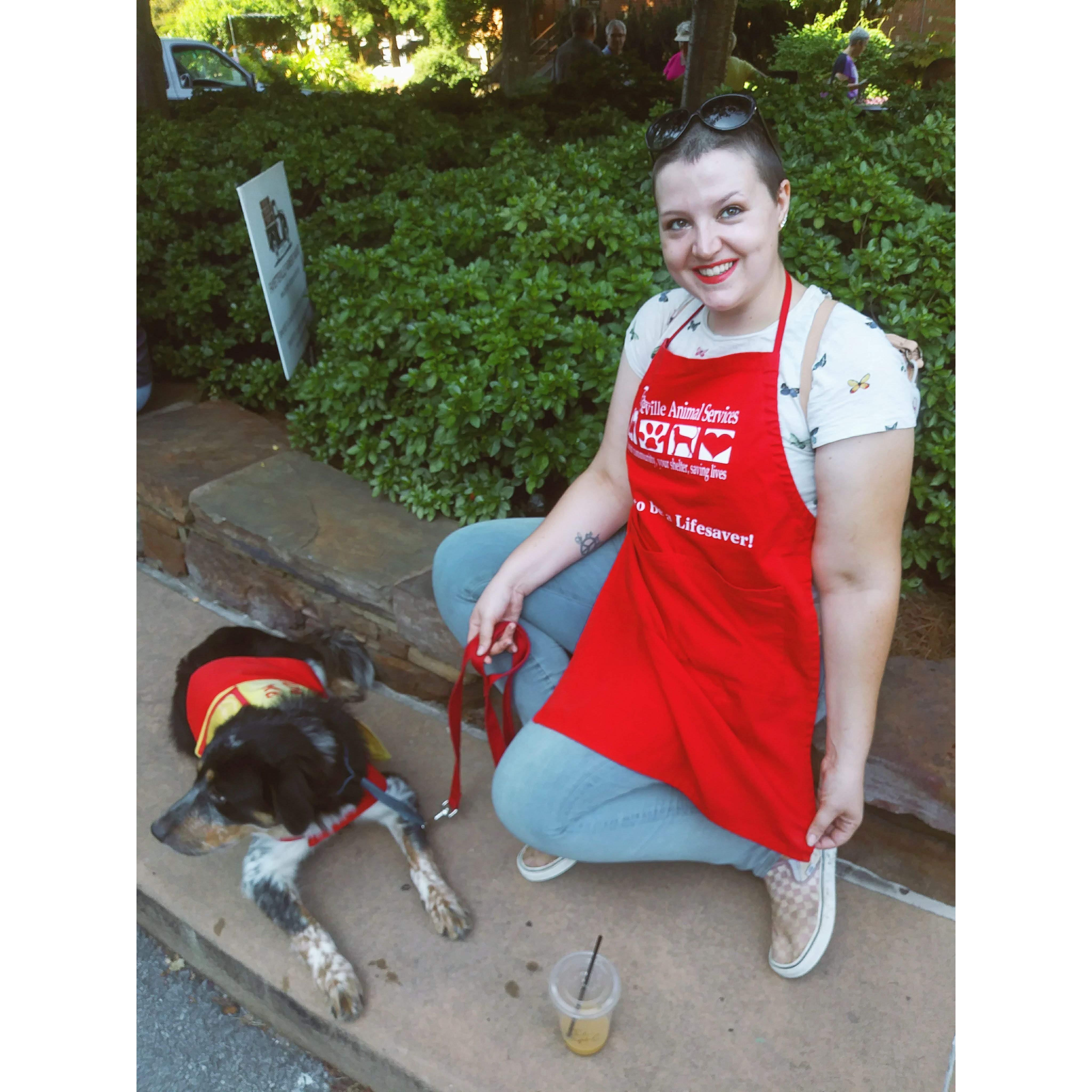 Dog walking for Fayetteville Animal Shelter